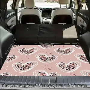 1pc Leopard Print Car Trunk Mat - Soft, Durable Polyester Cargo Mat with Heart & Paw Print Design, Scratch-Resistant Auto Interior Protector for Vehicle Trunk Protection, Stylish Car Decor Accessory, Trunk Lining, Stylish Interior Upgrade, Car Mats