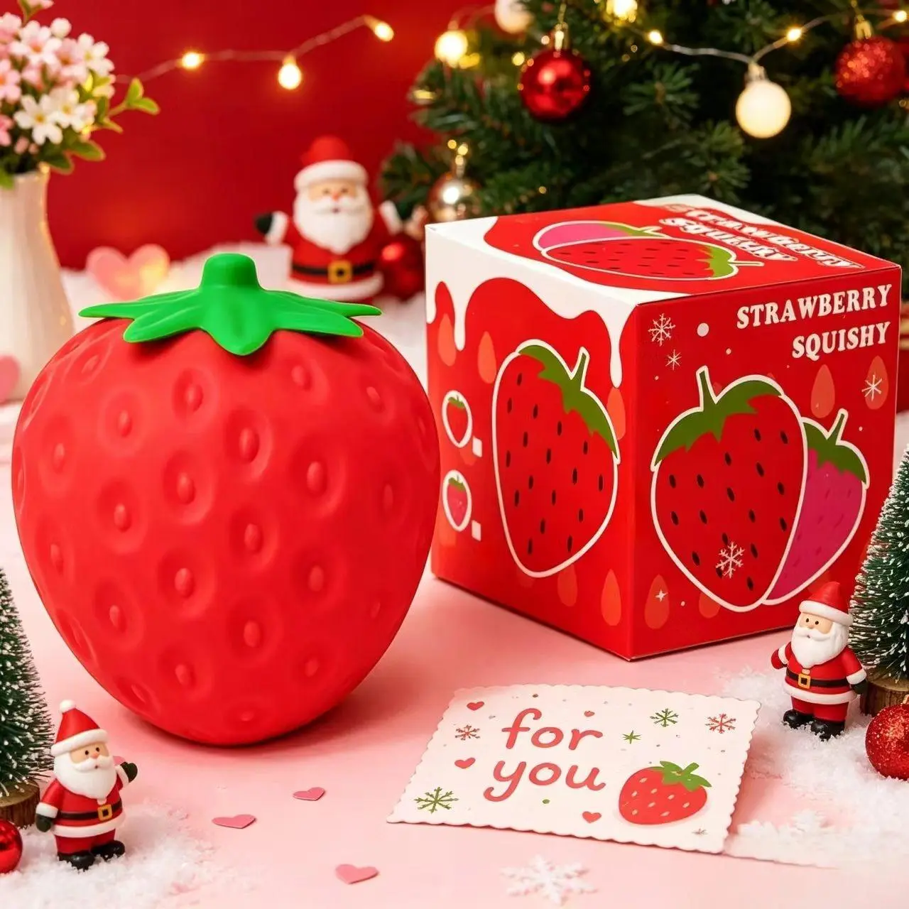 Strawberry Squishy Squeeze Toy, Jumbo Squishy Strawberry, Giant Big Realistic Strawberry Stress Ball, Fruit Sensory Fidget Stress Relief Toy For Kids Adults, Anxiety Stress Party Favors Birthday Gifts