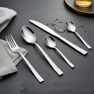 Premium Titanium-Plated Silverware Set – Elegant Knife Fork Spoon Set with Matching Dessert Forks and Teaspoons | Long-Lasting Shine, Pure Taste, Dishwasher Safe for Kitchen & Home