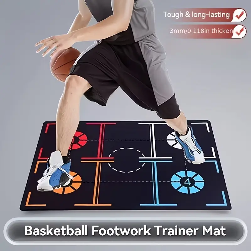 Basketball Dribbling Trainer Mat Portable Basketball Training Equipment for Footwork Ball Handling Agility Speed Coordination Anti Slip Noise Reduction Indoor Practice Pad