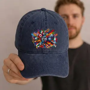 2026 World Cup Hat, Vintage Washed Dad Hat, Soccer Fan Gift, USA Mexico Canada Flags Cap, Custom Football Apparel Print, 2026 New US Hat, Soccer Fan Gift