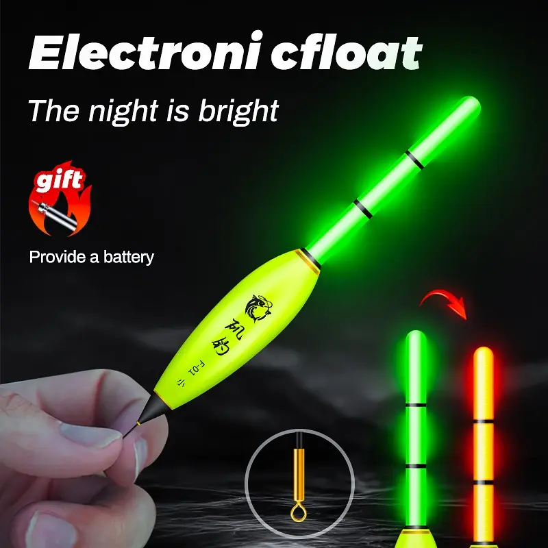 Electronic Fishing Float with Battery, Day and Night Use, Sea Trout Fishing, Color-Changing Light, Ringed Float Foot, Night Glow Float, Fishing Tackle, Fishing Gear