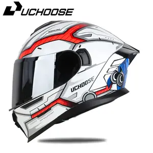 Motorcycle Safety Helmet Full Face Design, Breathable All-Season Use, Colorful Lenses, Large Size, Dual Lens Protection, Motorcycle Helmet Visor