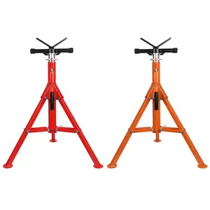 V-Head Pipe Stand, 2500 lbs Capacity Pipe Stand with Adjustable 28'' to 52'' Height & Anti-Slip Side Handle, Heavy Duty Steel Pipe Stand for Workshop Warehouse