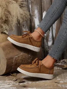 Autumn lace up casual shoes for women, lightweight walking shoes, stylish and durable style, soft suede, plus size walking shoes, Footwear