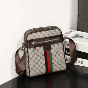 Luxury Design Men's Crossbody Bags Fashion Plaid Letter Printed Crossbody Bag Men Square Shoulder Bag Male Sling Messenger Bag