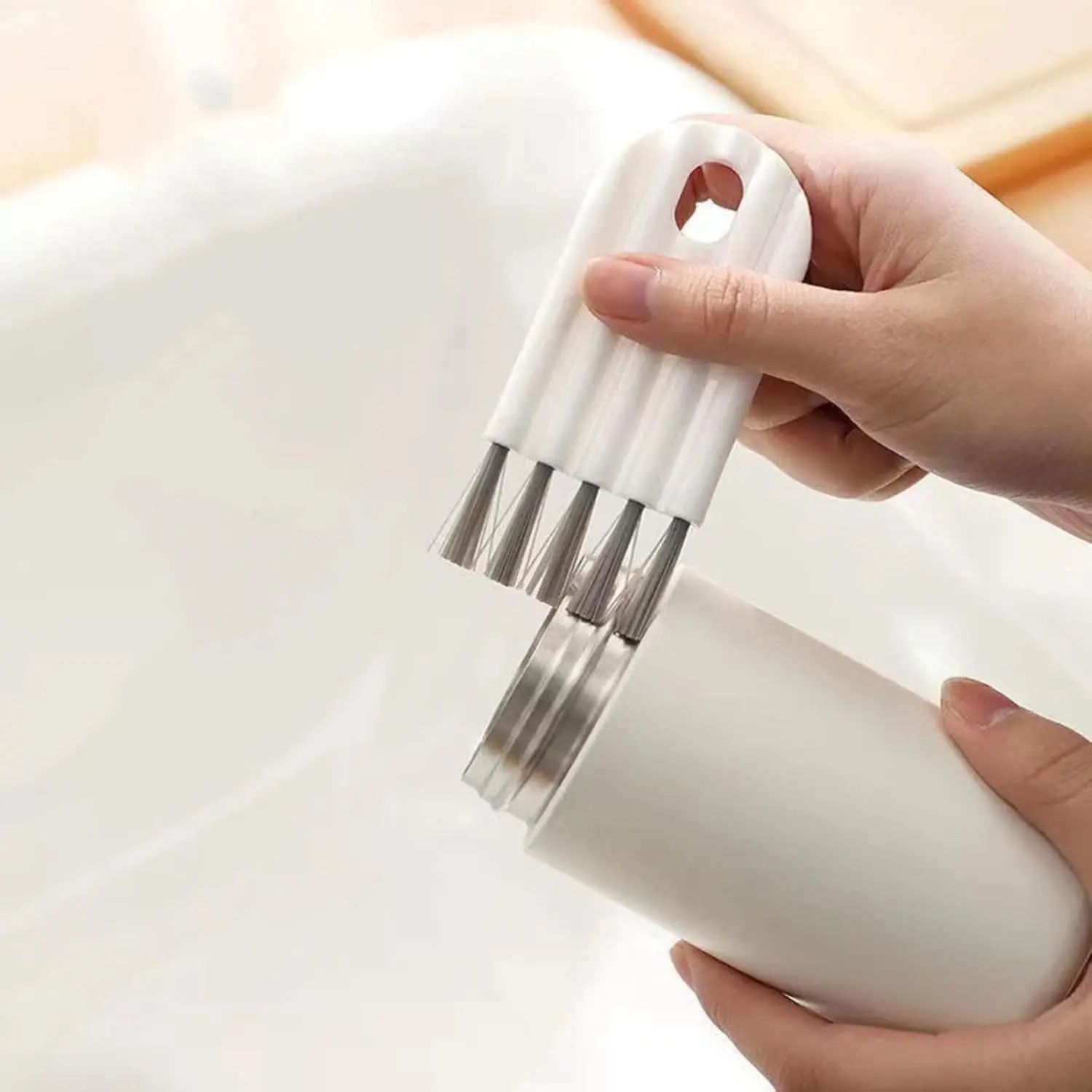 Household Kitchen Plastic Cup Lid Cleaning Brush - Thick, Sturdy, Bendable, Heat Resistant for Groove, Gap and Hard-to-Reach Spots Cleaning, Conquer Hard-To-Reach Spots