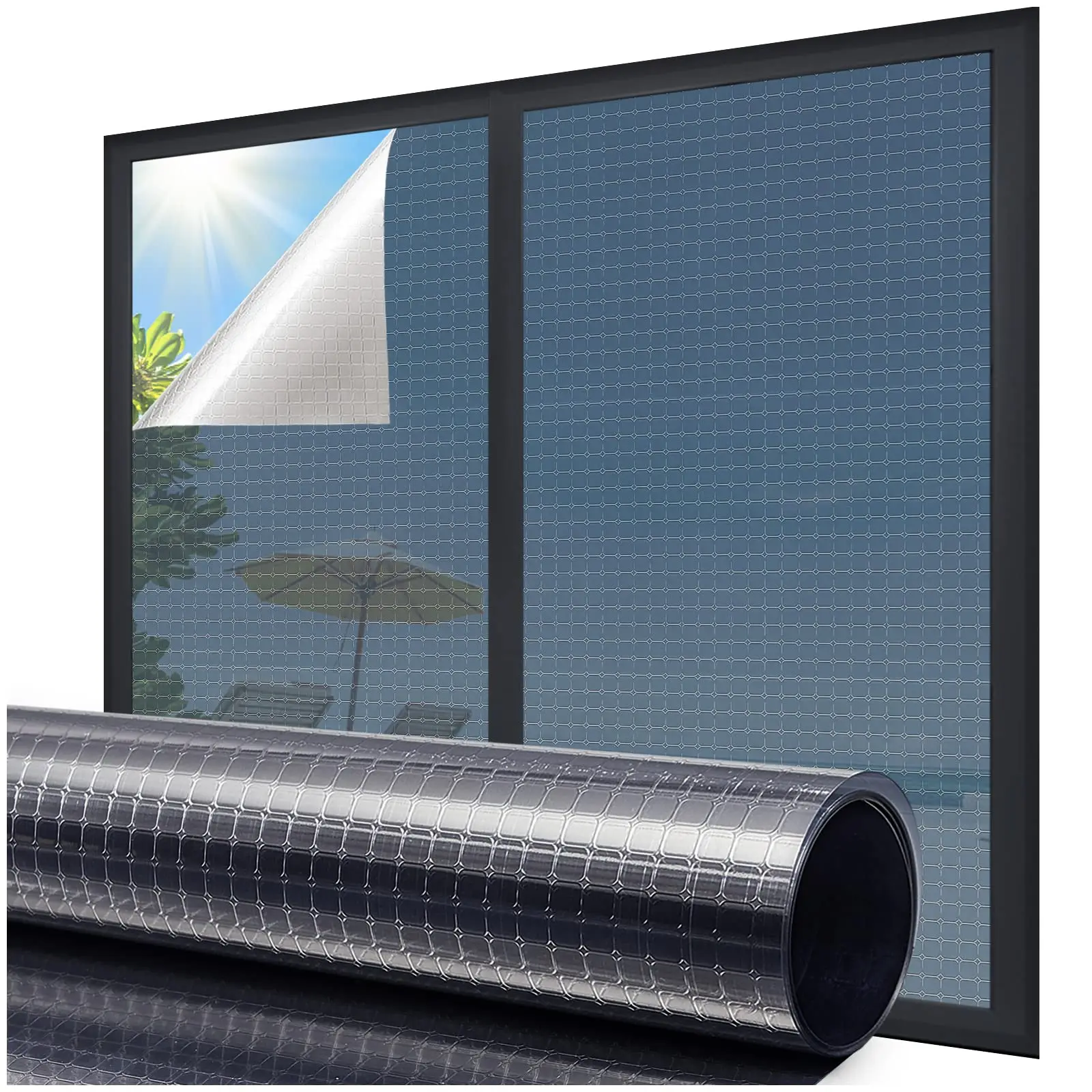 One Way Window Privacy Film See Out Not in Heat Blocker Window Tinting Film for Home Reflective Sun Blocking Window Tint Non-Adhesive Static Cling Gla