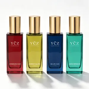 YCZ Luxury Men's 4-Scent 100ml Fragrance Set - Citrus, Fruity Long-Lasting Eau de Parfum, Multi-Vial Fragrance Collection Gift Box for Date, Daily Wear