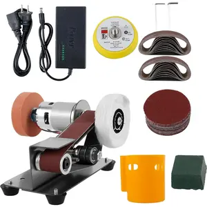 Mini Belt Sander, 15? Electric  Sharpener Bench  Sanding Machine, 7 Adjustable Speed Electric Belt , Low Noise  Sharpener Sander, Polishing Grinding Machine for Metal