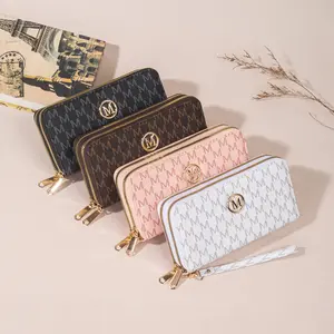 2026 New M Monogram Print Fashion Wallet For Women Minimalist Card Holder Slim Zipper Coin Purse Crossbody Phone Bag