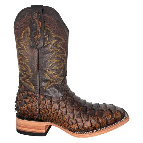 Jumbo Embossed Leather Light Brown Leather Boot P