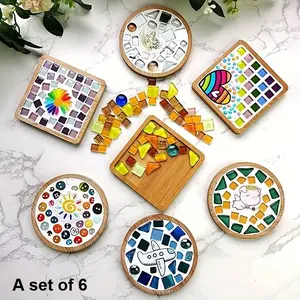 Bamboo coasters, round bamboo coasters are used for home office decoration, mosaic bamboo coasters, blank base trays, drink cup coasters.