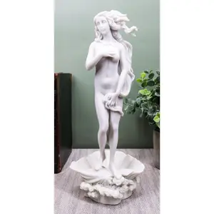 Ebros Gift Birth of Venus Statue Inspired by Botticelli Figurine of Aphrodite Making Up The Uffizi Museum Decor Sculpture Greek Roman Gods and Goddesses Theme Off White Resin