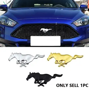 3D Metal Car Styling Mustang Emblem Sticker, Car Decorative Sticker, Body Trunk Decor Decal, Car Decals, Vehicle Decoration, Auto Accessories for Ford Focus Kuga Mondeo Max Fusion Mustang
