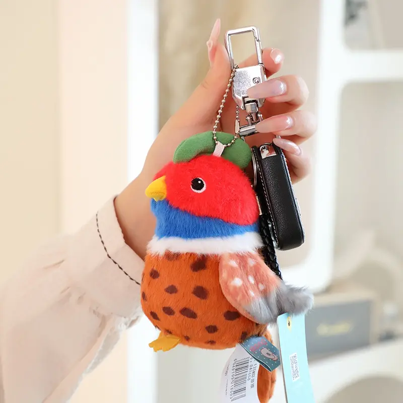 Eco-Polyester Plush Bird Pendant - 12cm (4.7in) Durable Soft Squishy Cartoon Cute Birds Stuffed Toy (Kiwi,Sparrow,Budgerigar,Cockatiel,Tit,Mallard,Kingfisher,Pastel Penguin) Mini Nest Set Gift for Ages 12+ Animal Lovers, 12 Years Above