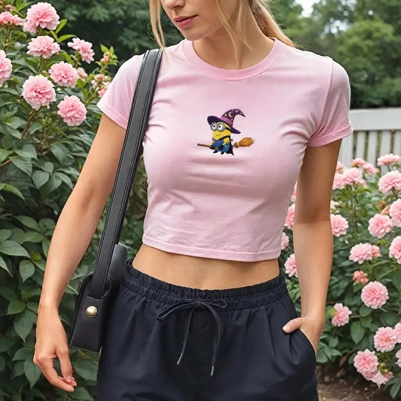 Minion Monster Baby Tee, Cute Character Crop Top, Aesthetic Streetwear Shirt 2026