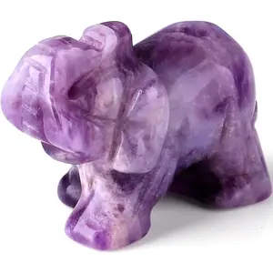 Amethyst Elephant Statue - Hand-Carved Crystal Healing Decor for Home/Office, Purple Spiritual Gift Amethyst Elephant Statue - Hand-Carved Crystal Healing Decor for Home/Office, Purple Spiritual Gift