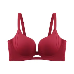 2025 New Small Breast Gathering Push Up Bra Seamless Wireless Red Underwear For Wedding Gift Valentine's Day Lingerie