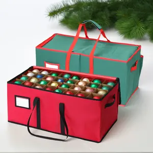 64-Count/128-Count Christmas Ornament Storage Box with Dividers| Premium Holiday Decor Storage Container for Xmas Ornaments