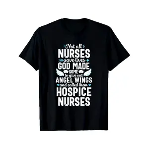 Hospice Nurse Appreciation T-Shirt - Soft Cotton, Stretch Fabric, Machine Washable - Casual Round Neck Tee for Men & Women with Inspirational Print Not All Nurses Save Lives, Some Angel Guards a, Soft Breathable Fabric, Machine Washable, All-Season Comfor