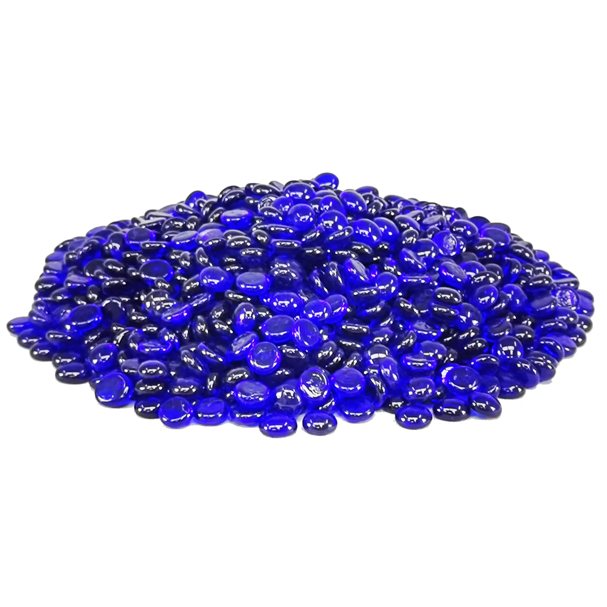 FixtureDisplays® 10 lbs Round Fire Glass for Propane Fire Pit, Reflective Fireplace Glass Rocks for Fire Pit Table, Cobalt Blue 21914-NF