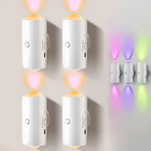 Rechargeable Smart LED Night Light – Motion Sensor RGB Gradient Ambient Lamp with Magnetic Wall Mount, Dimmable Wireless Lighting for Bedroom, Desk, Hallway, Bathroom & Stair Decor. Convenient USB Charging Design dimmable wall lamp