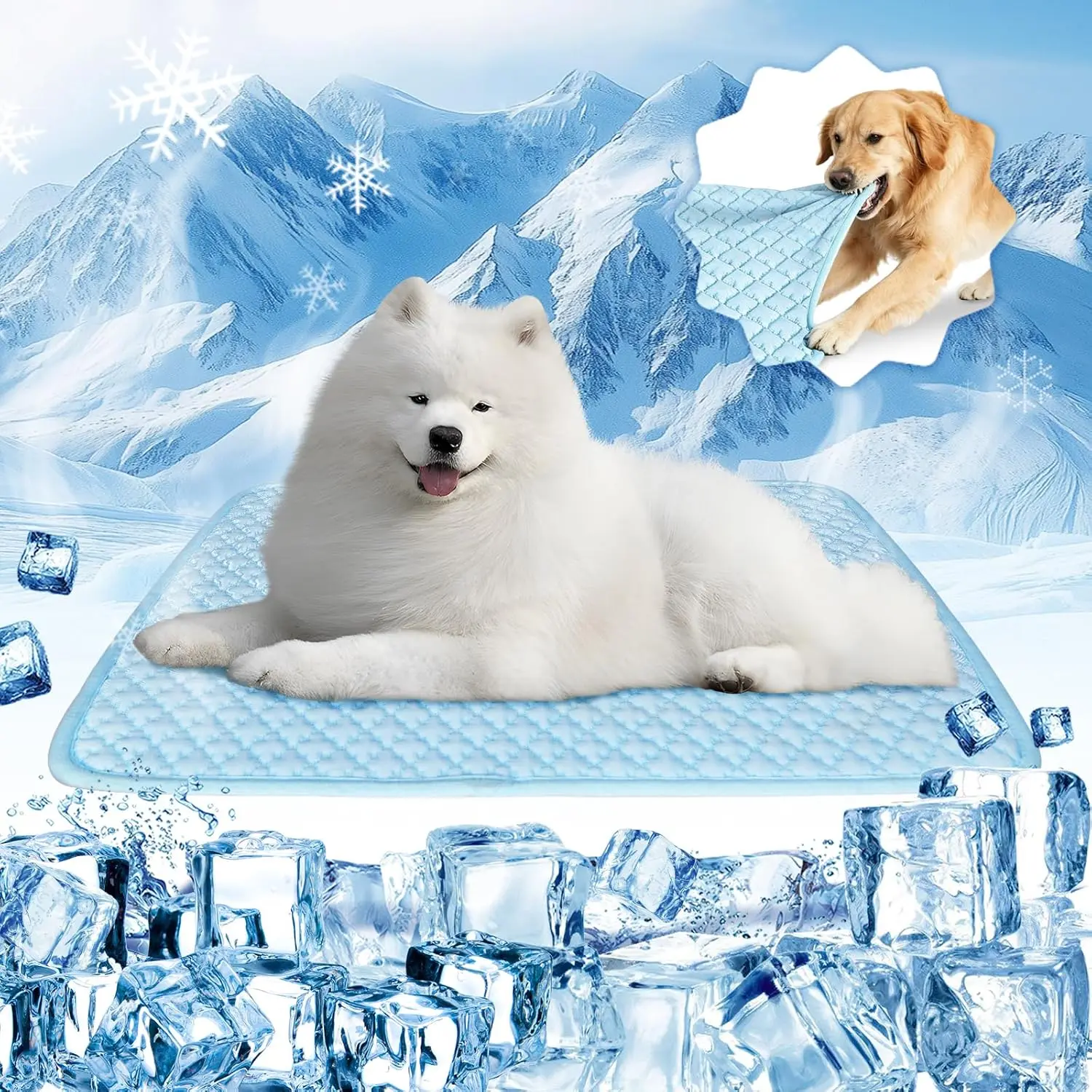Dog Cooling Mat Thicken Cooling Mat for Dogs Self Cooling Chew Proof Dog Bed Mats Non-Slip Dog Bed Mats (Q-Max>0.5) for Indoor & Outdoor Car Seats