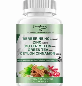 GREENPEOPLE Berberine Supplement with Ceylon Cinnamon - Berberine 1500mg Activates AMPK & GLP-1 Berberine HCL Capsules with Bitter Melon/Artichoke Extracts & Natural Herbs for Immune Support 60 Count