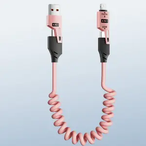 4-In-1 USB Charger Cable, Fast Charging 65w Power Adapter, Compatible with Most Phones & Laptops, Perfect Solution for Home & Travel Use, USB C Cables