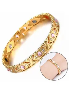 The gift for mom, energy magnet bracelet, eco-friendly alloy, adjustable ladies' wristband, magnetic bracelet, charming stainless steel bracelet, magnetic chain, pink crystal bracelet, Mother's Day gift