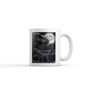 Dinosaurs In Space Mug Funny Sarcastic Dino Graphic Novelty Coffee Cup - 11oz Funny Coffee Mugs Ceramic Printed Drinkware Cup