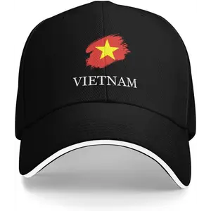 Vietnam Flag Baseball Cap - Adjustable Unisex Trucker Dad Hat, Breathable Polyester Fiber, with White Vietnam Star Logo, Perfect for Outdoor Activities, Golf, and Travel