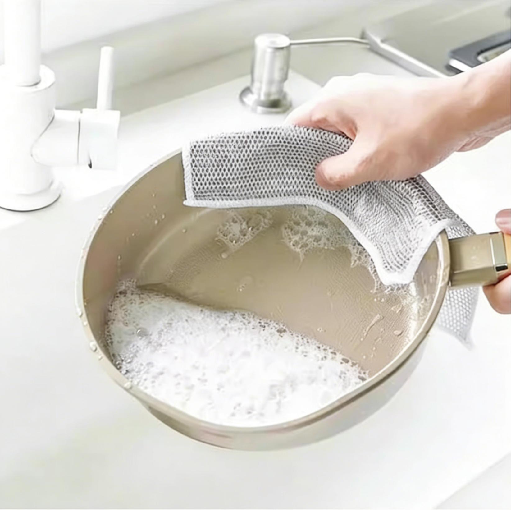 10 Pack Non-Stick Oil Double-Sided Grid Dishcloth - Easy Clean Kitchen Cleaning Towel for Dish & Pan Washing