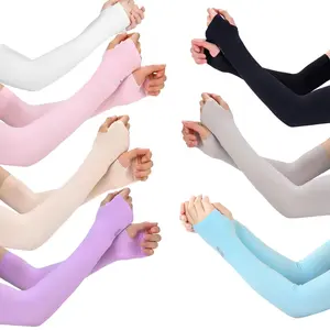 Solid Color Elbow Length Arm Sleeves, 1 Set Elastic Half Finger Gloves, Outdoor Party Gathering Accessories for Women & Men