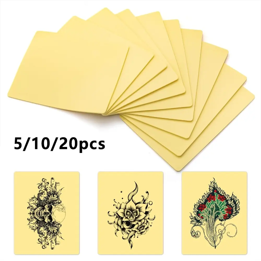 Blank Tattoo Practice Skin Set, 5/10/20pcs Dual-Sided 6x8 Inch, 1mm Thick Temporary Skin for Tattoos and Microblade Eyebrows, Yellow, Tattoo Practice Kit, Tattoo Supplies