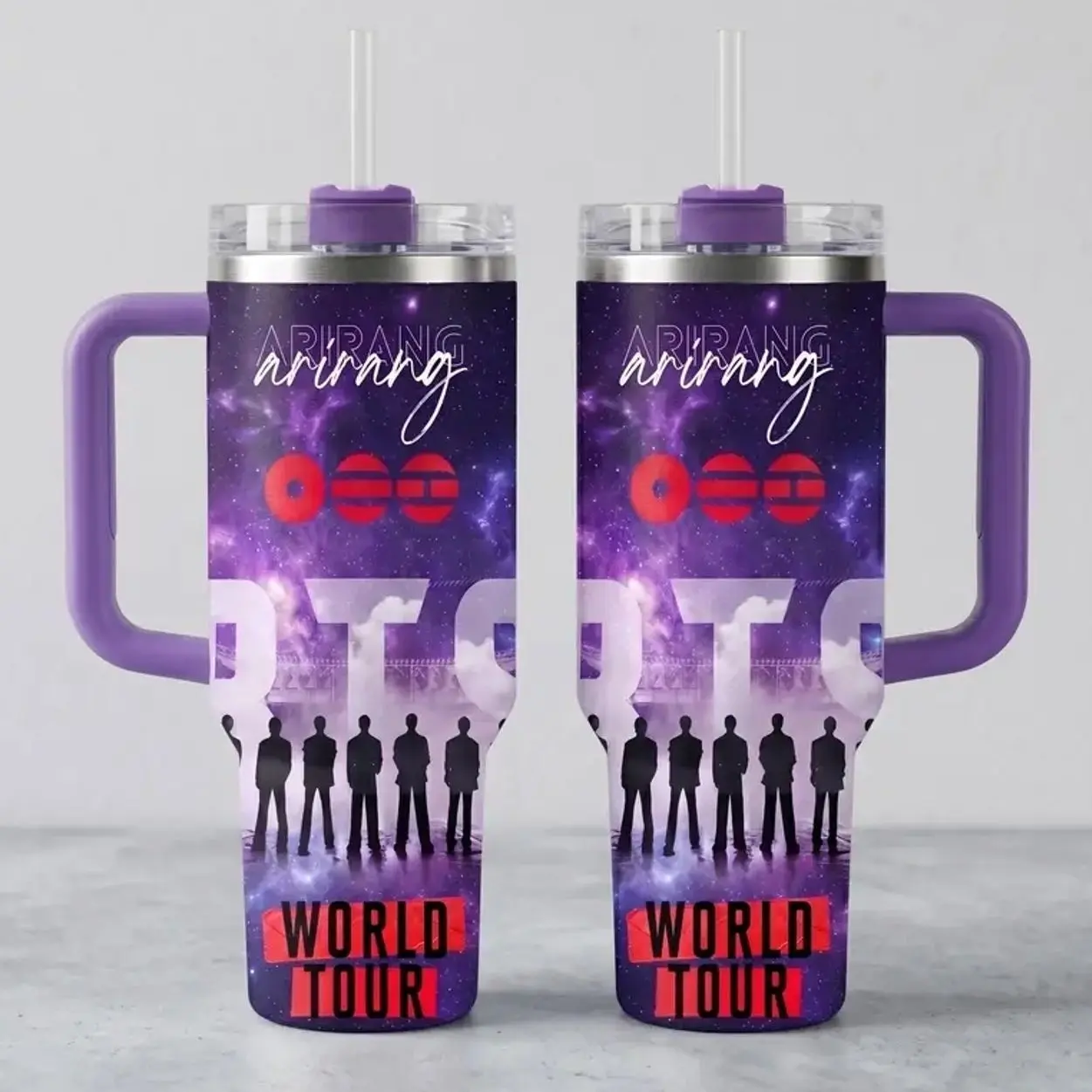Arirang 2026 Purple Galaxy Fan Merch Cup, ARMY BangTan Tumbler 40oz