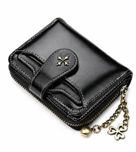 Women's Small Bifold Wallet PU Leather Card Holder with Zipper Coin Pocket Cute Charm Short Purse for Girls USA Fast Shipping