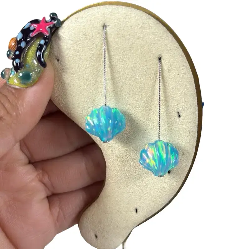 Light Blue Jelly Opal Shell earrings