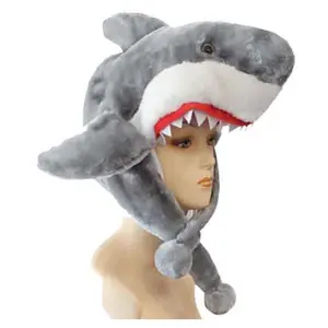 CrazyCoolBuys Critter Caps Plush Shark Trapper Hat Animal Trooper Aviator Winter Furry Cap