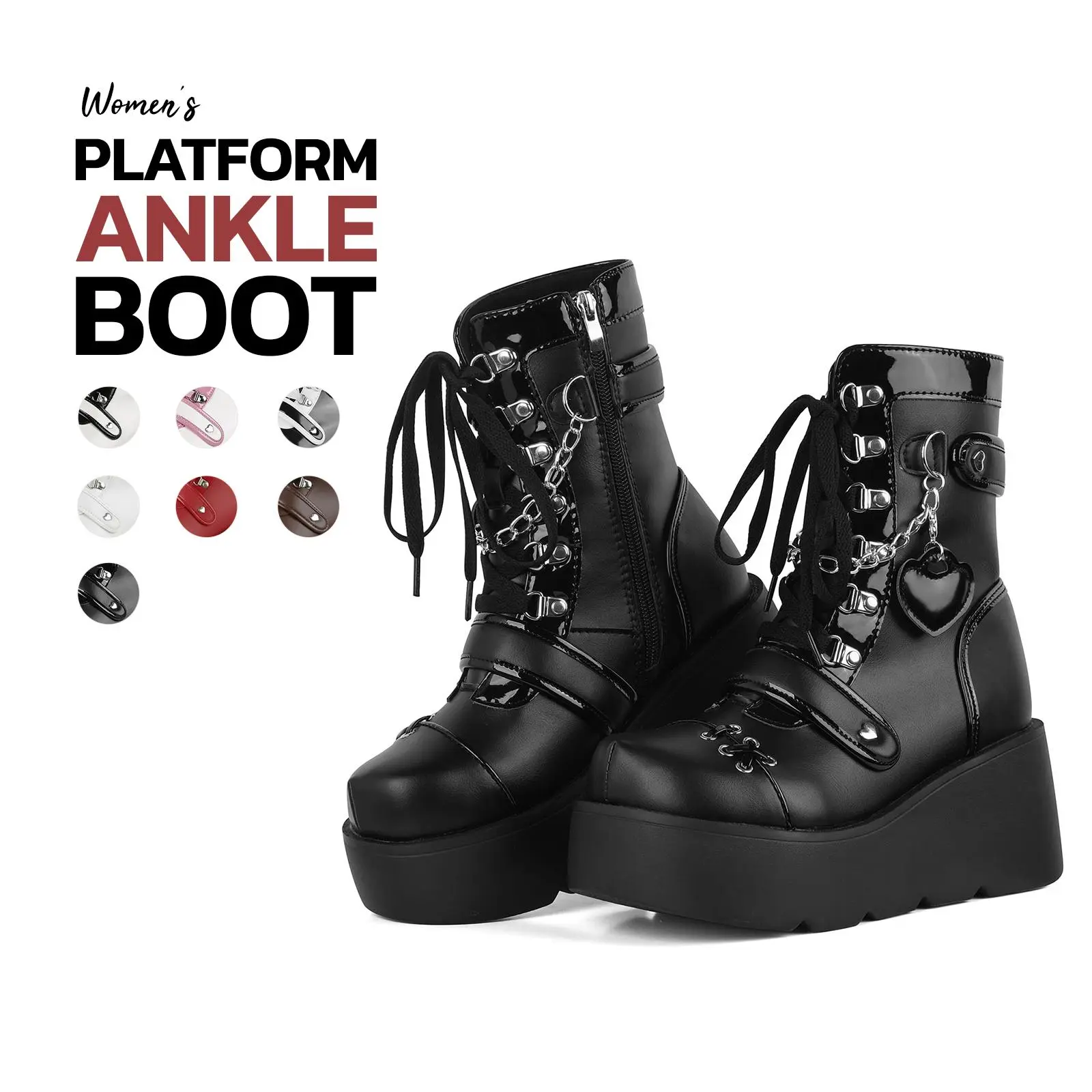 VIMISAOI Platform Ankle Boots for Women Round Toe Side Zipper Lace Up Summer Boots Western Combat Riding Booties Summer Boots For Women Jennifers Body Womens Boots Deals For You Days
