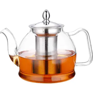 1000ml Glass Teapot with Removable Infuser, Stovetop Safe Tea Kettle, Blooming and Loose Leaf Tea Maker Set