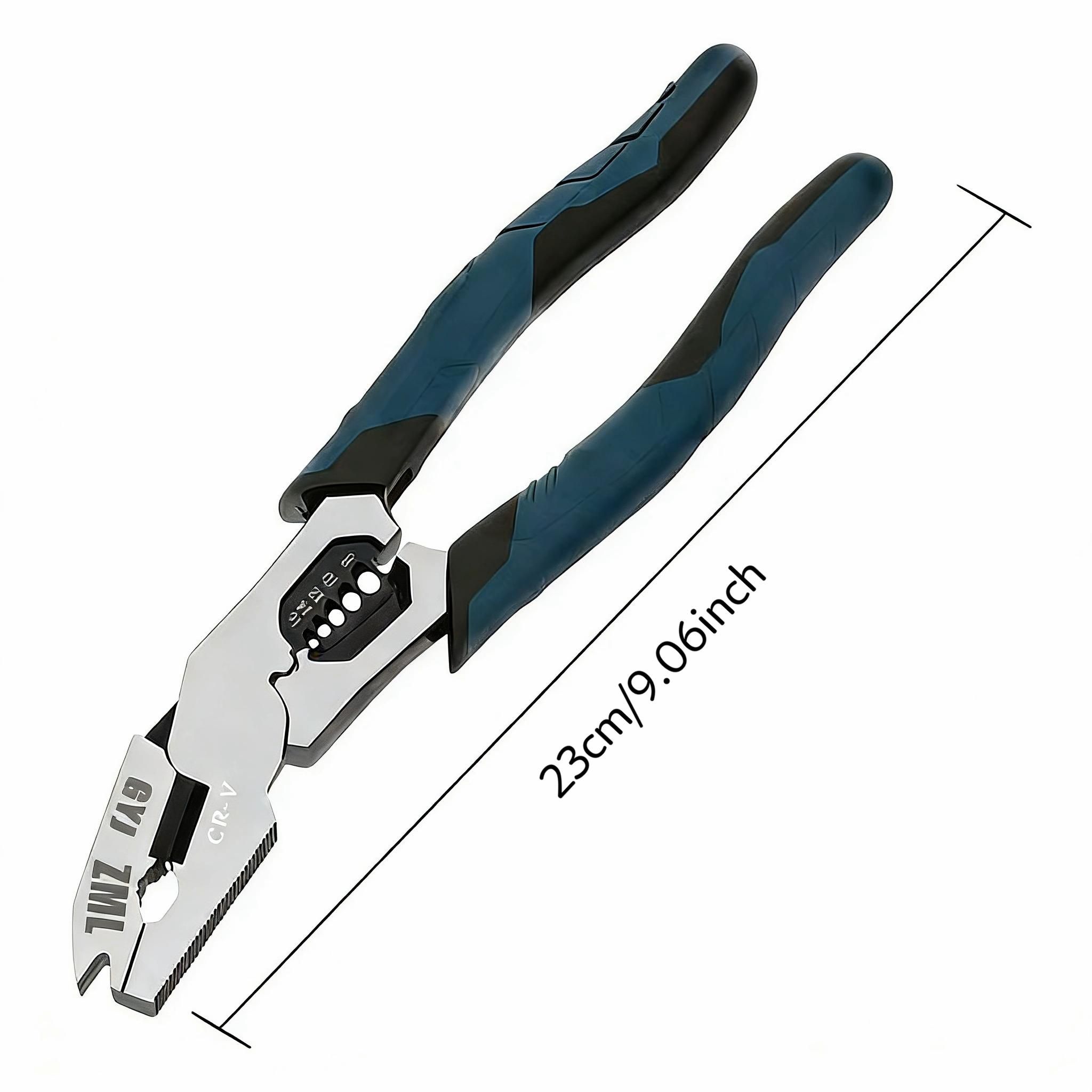 【DealsForYouDays】 6-in-1 Multi-Function CR-V Steel Wire Stripper Pliers, Diagonal Cutters with Adjustable Cutting Depth and Sharp Blades for Nails and Electrical Cables, Hardware Wirecutters, Construction Tool, Hand Tools Wire Stripping Machine Wirepliers detail 6