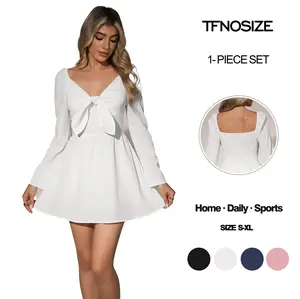 TFNOSIZE Women's A-Line Long Sleeve Formal Dress - Elastic Back, Flowy Fabric, Minimalist Style, Comfortable Fit, Elegance, Casual Wear, Women's Clothing#TikTokShopStockUp