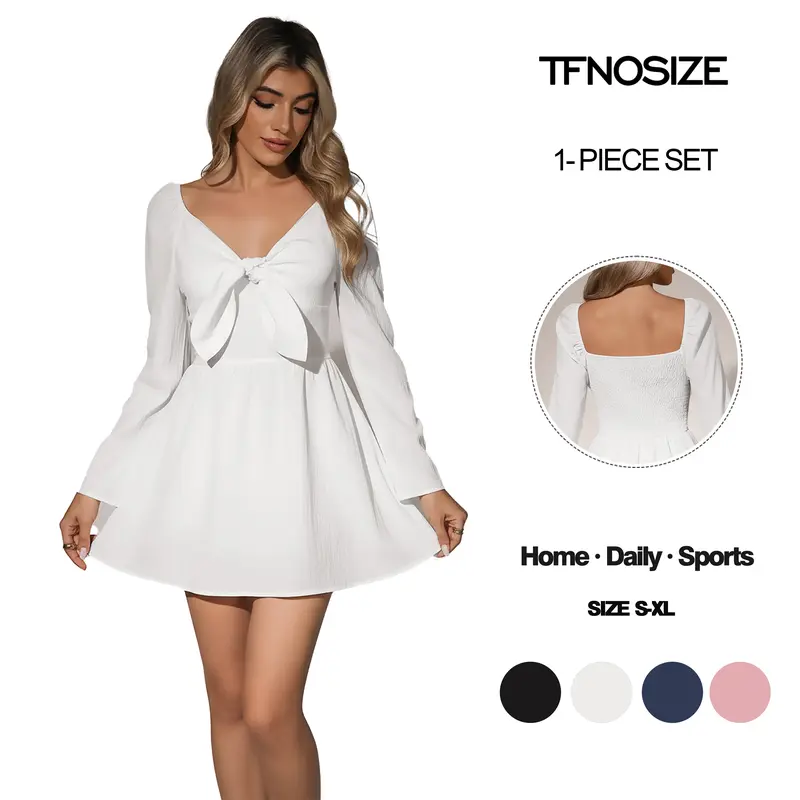 long sleeve short flowy dresses - TikTok Shop