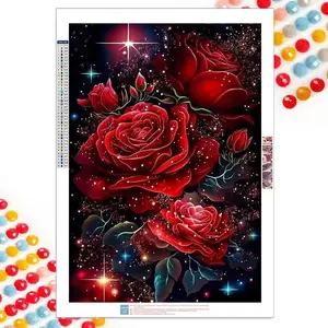 Rose Pattern DIY Diamond Arts Colorful Painting Kit without Frame, DIY 5D Diamond Arts Colorful Painting Kit, Wall Art Decor for Home Bedroom, Diamond Painting Kits