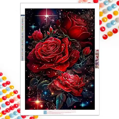 Rose Pattern DIY Diamond Arts Colorful Painting Kit without Frame, DIY 5D Diamond Arts Colorful Painting Kit, Wall Art Decor for Home Bedroom, Diamond Painting Kits, Handmade Diy Craft