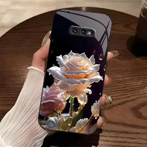 Luxury Rose  Glass Phone Case, Shockproof Floral Cover with Camera Protection, Compatible with 【Galaxy S10e】666