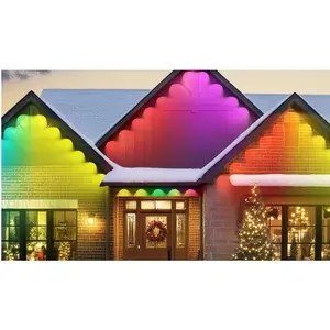 Permanent Outdoor Lights, 50ft Smart RGB+IC Eave Lights with 75 Scene Modes, DIY Scene Modes, 60 LED Bright Bulbs, IP68 Waterproof, App/Remote Control, Compatible with Alexa for Christmas Halloween