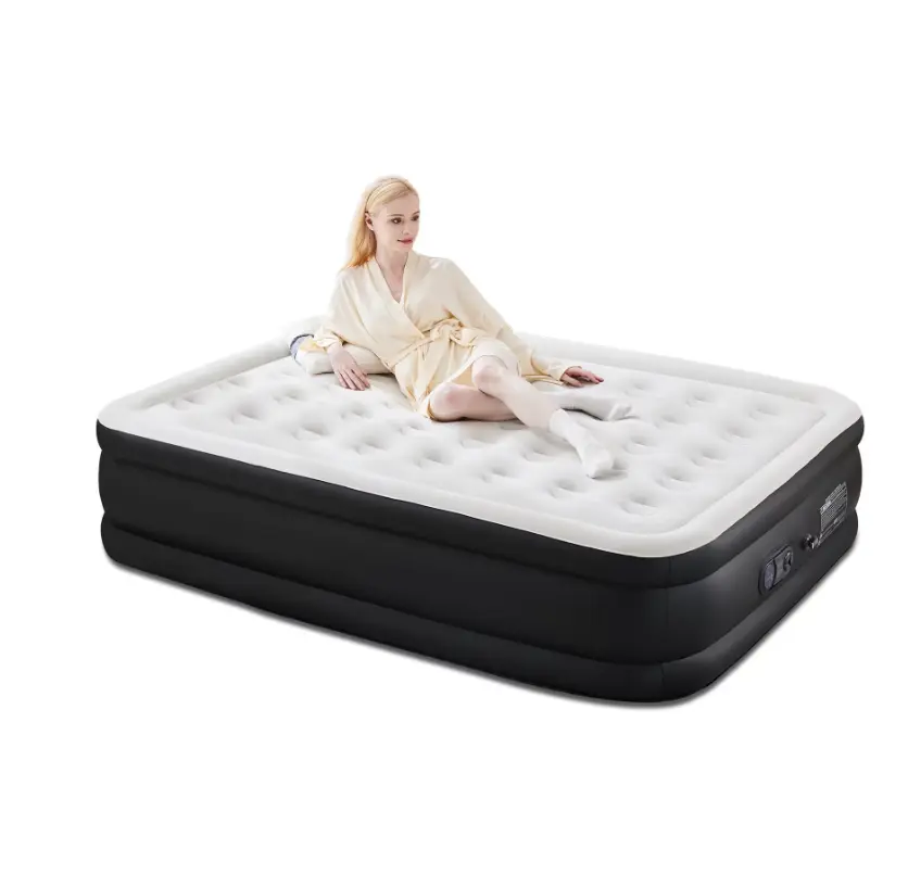 edx 18" Twin Size Air Mattress Bed with Built- in Pump Blow Up Mattresses for Camping, Indoor Colchon, Guests Air Bed